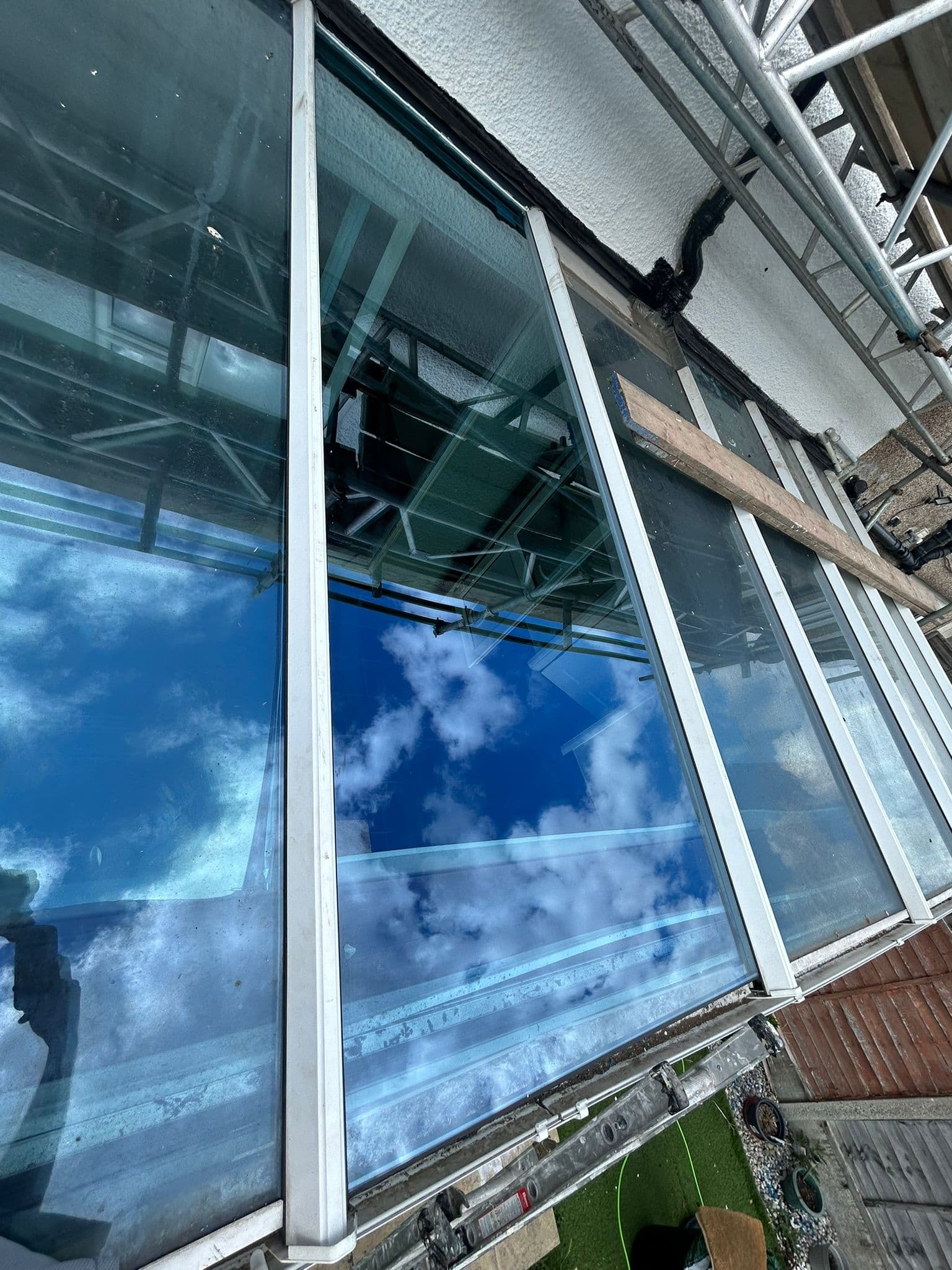 New laminated glass panels installed on conservatory roof
