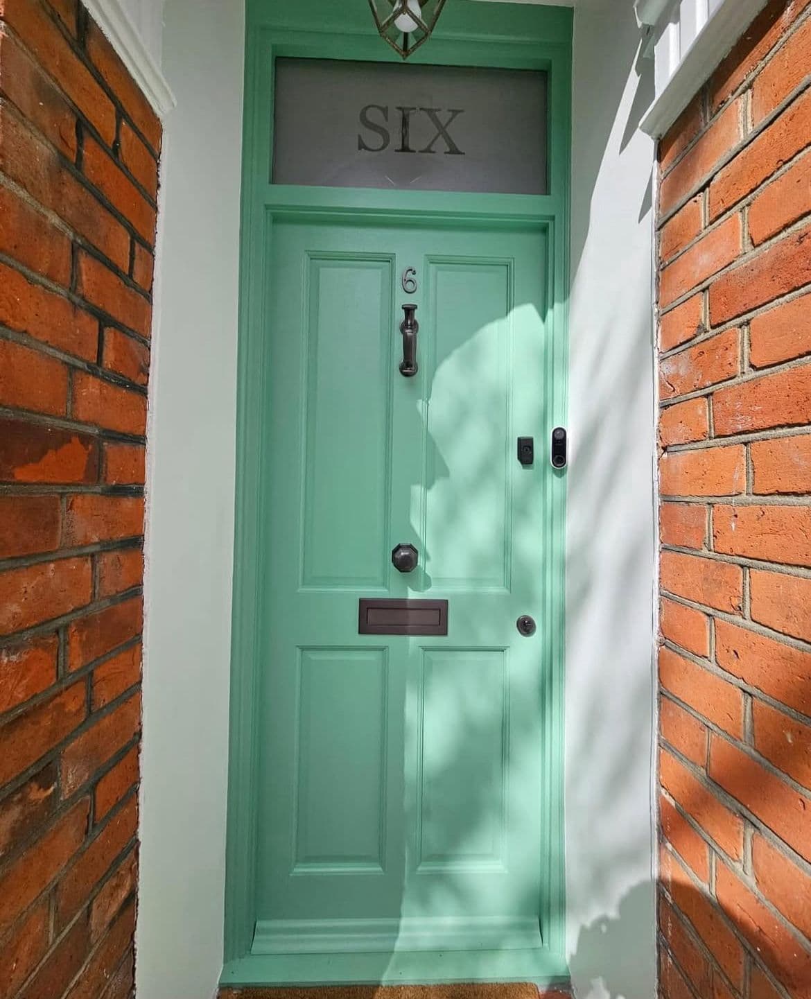 Sage green solid timber front door installed, SE24 Herne Hill London